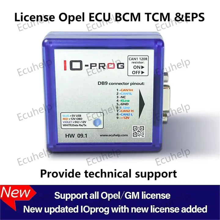 ECUHELP I/O Prog IO-Prog Opel BSI PSA Version ECU BCM TCM EPS K-line and CAN compatibility via BD9 connection and OBD