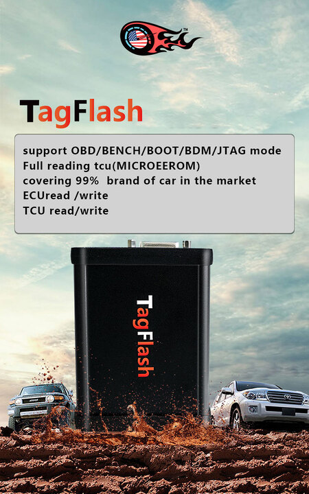 [Carton Box] TagFlash Tag Flash ECU Programmer BENCH / OBD / BOOT / BDM / JTAG mode Full reading (MICROEEROM)