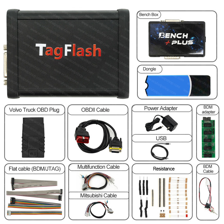 (Suitcase Package) TagFlash Tag Flash ECU Programmer BENCH / OBD / BOOT / BDM / JTAG mode Full reading (MICROEEROM)
