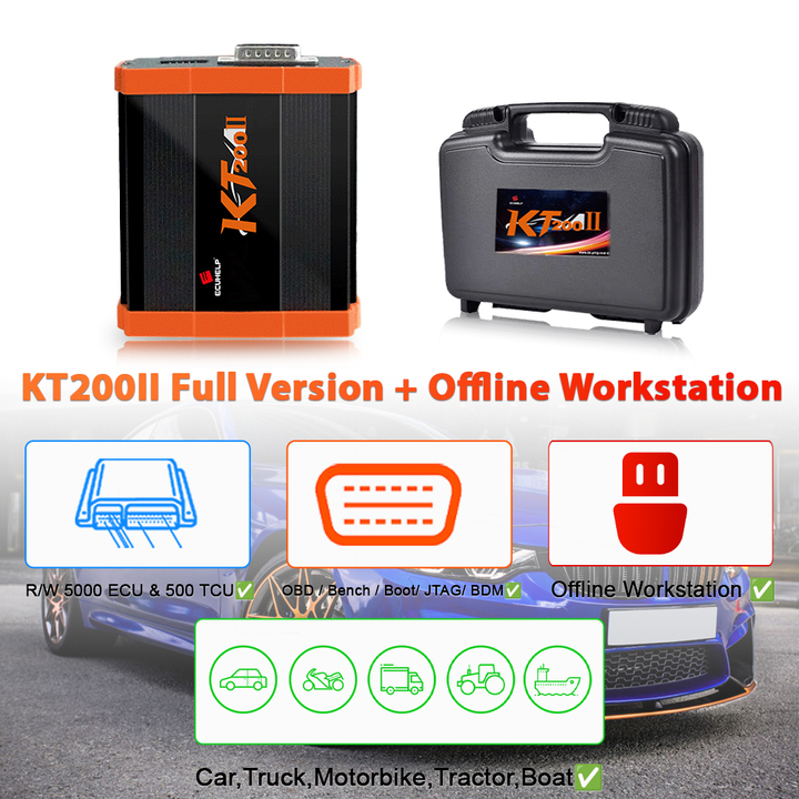 ECUHELP KT200II Offline Workstation for Car Truck Motorbike Tractor Boat, Upgrade ECU Protocols Over KT200
