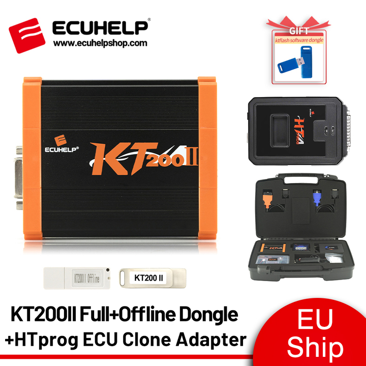 [EU Ship] ECUHELP KT200 II ECU Programmer Offline Workstation + HTprog ECU Clone Adapter with Power Box [Get one Free KTflash Dongle]