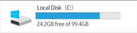 enough Local disk C storage