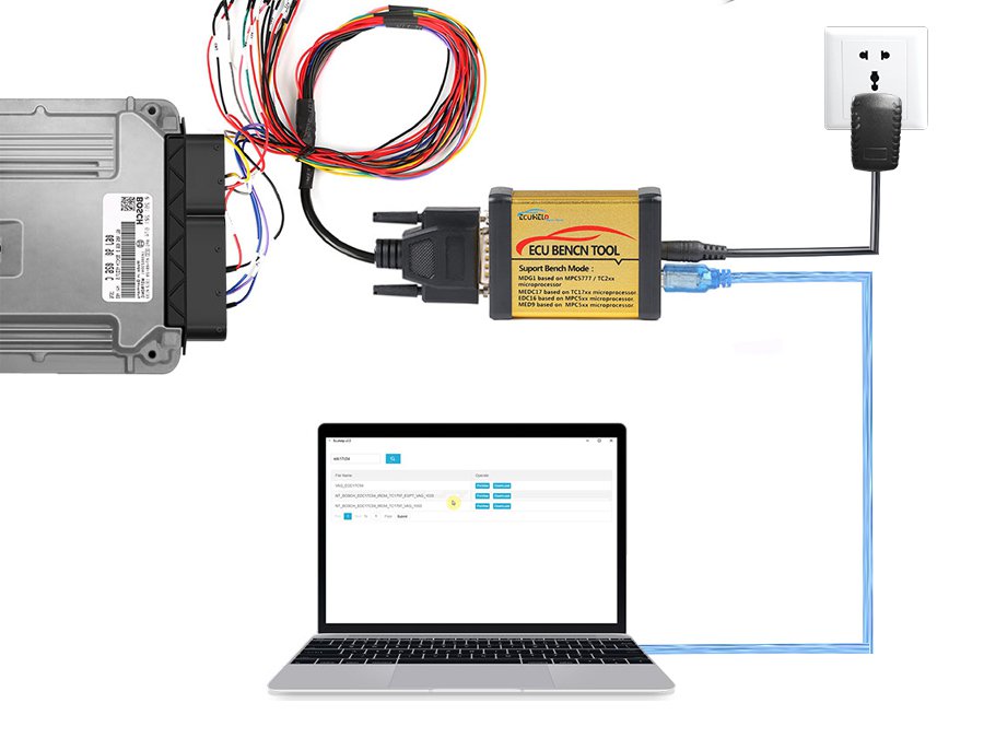 ecu bench tool connection to pc and ecu