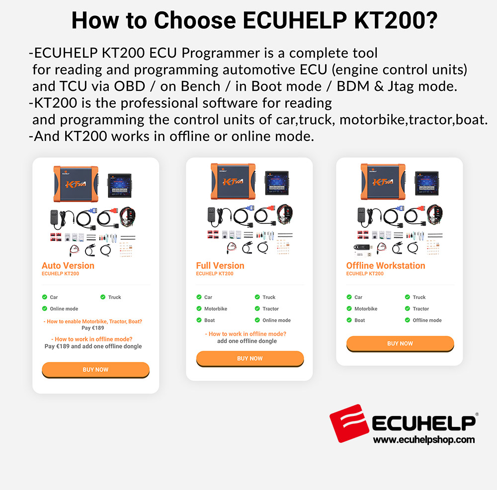 ECUHELP KT200 Full Version VS Auto Version VS Offline Workstation