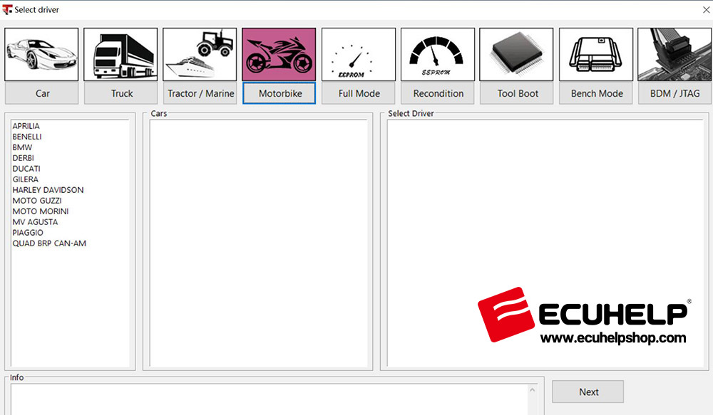 TagFlash Motorbike ECU List