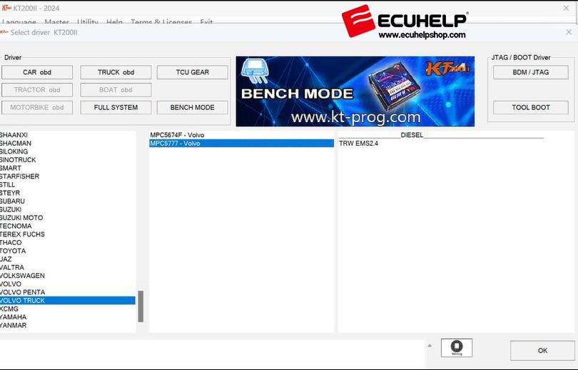 KT200II TRW EMS2.4 ECUs BENCH MODE 