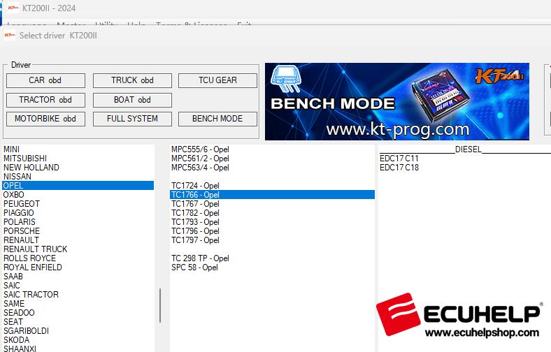 KT200II BOSCH EDC17 C11