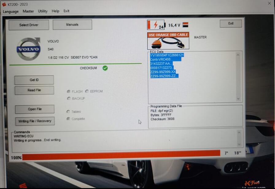 ecuhelp kt200 Volvo SID807 EVO read write