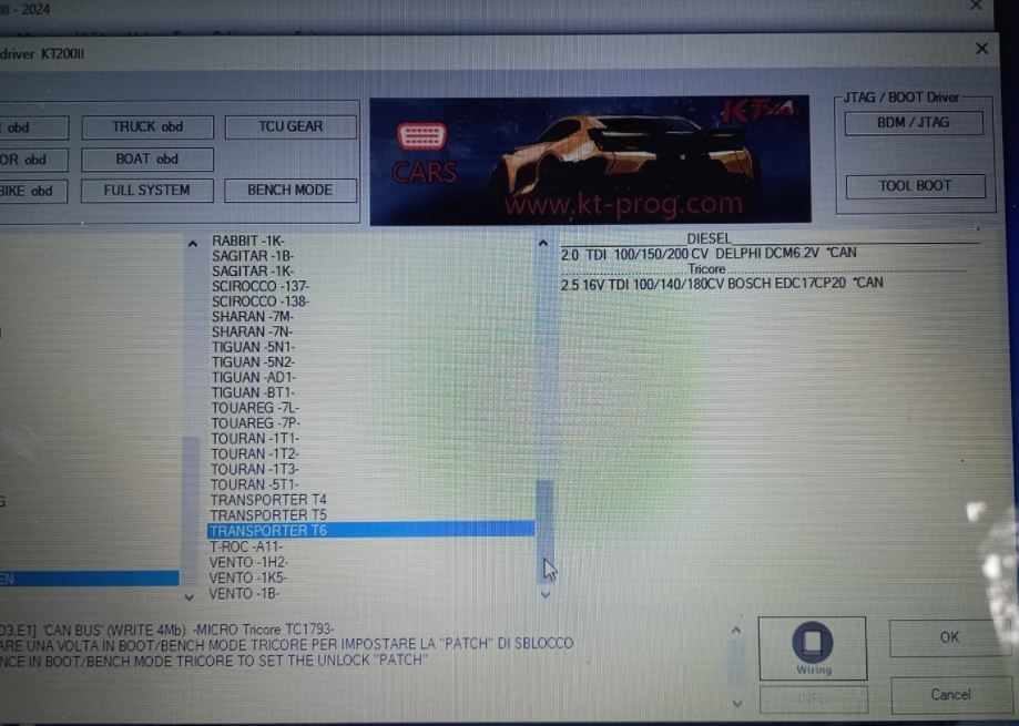 KT200II has the option of Transporter t6