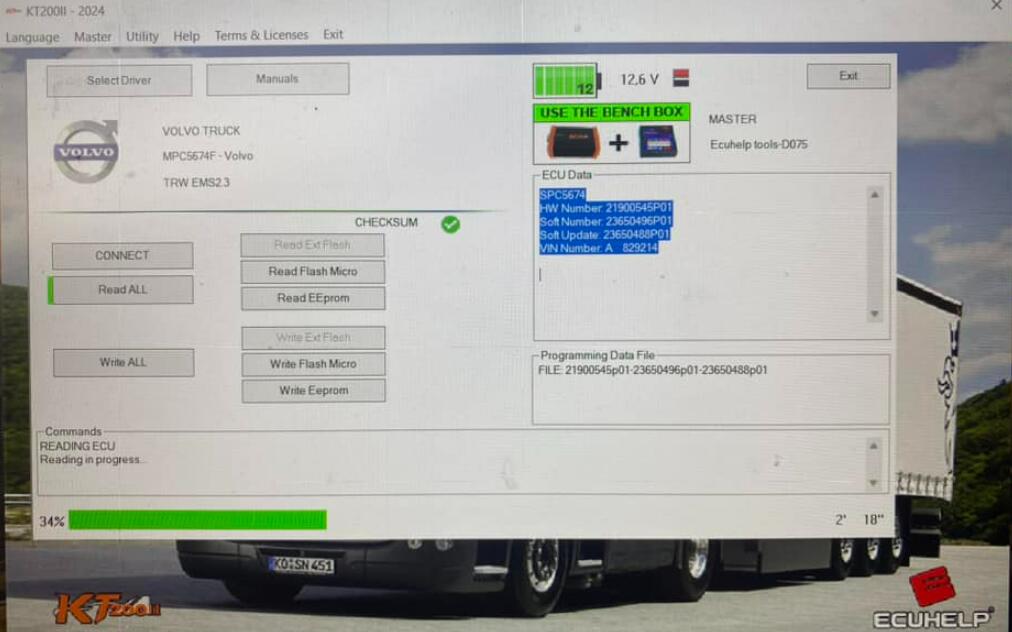 Volvo EMS 2.3 read write ok with KT200II