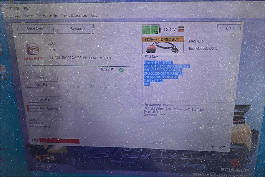 KT200II read write DCM6.2v via OBD