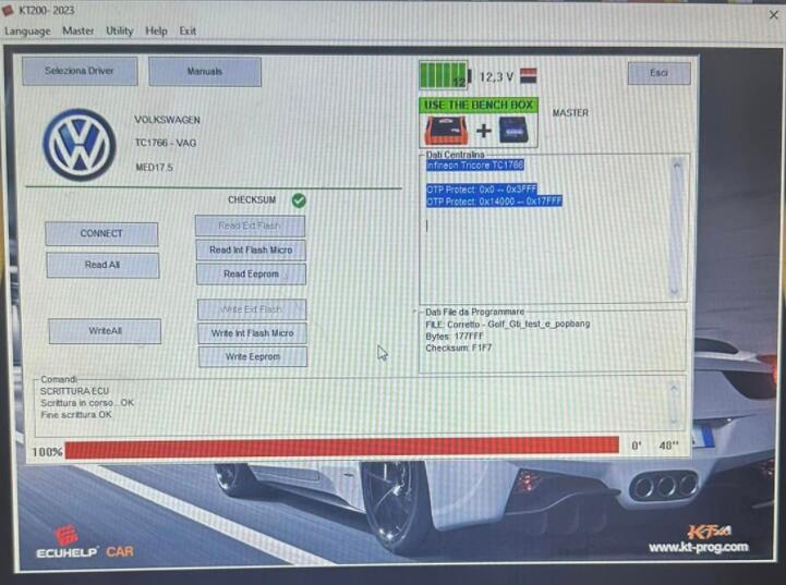 KT200 write Golf 6 GTI MED17.5 on Bench