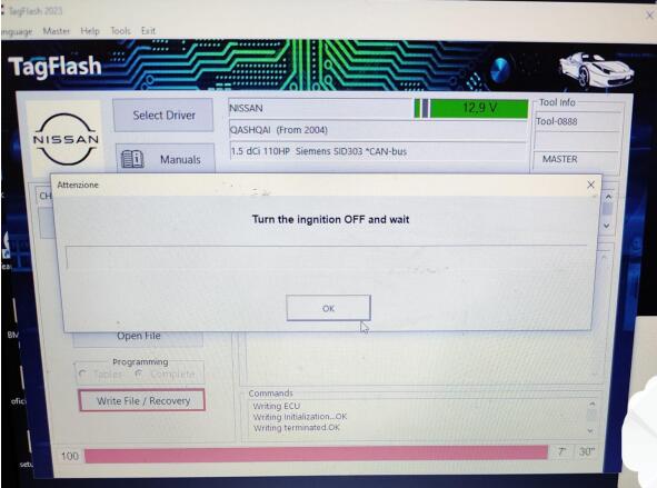 TagFlash Read Write Checksum Nissan SID303 via OBD