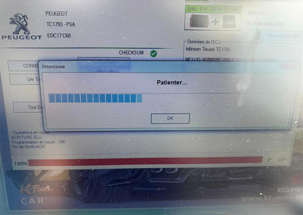 KT200II Read Write sc17c60 Peugeot 3008 on Bench