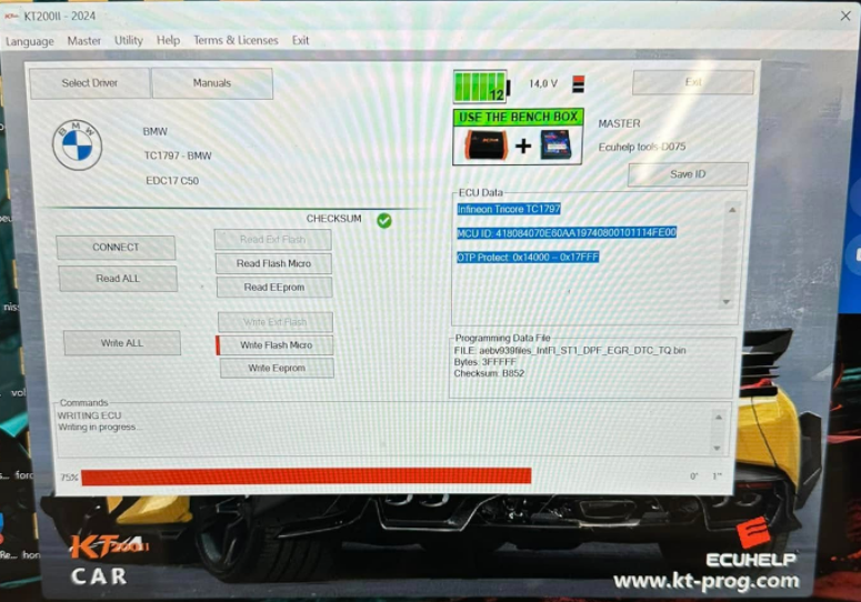 KT200II read write Bmw 318d E91 2011 edc17c50 on Bench