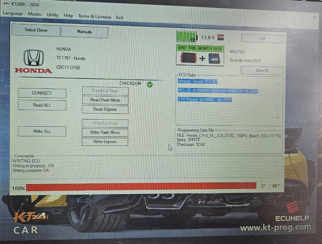 KT200II read write BOSCH EDC17CP50 on Bench