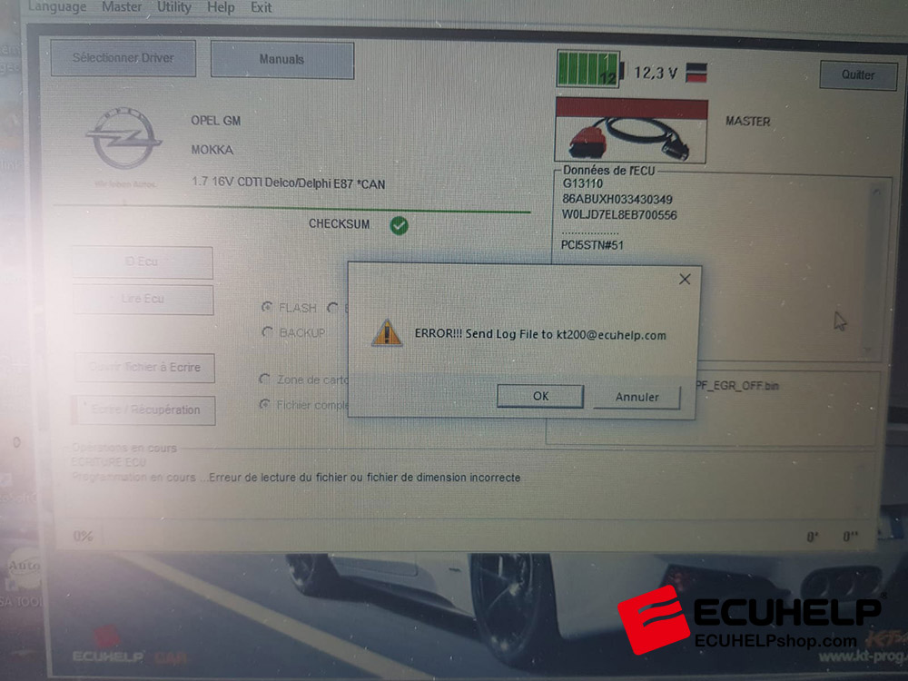 ECUHELP KT200 read Delphi E87 ECU