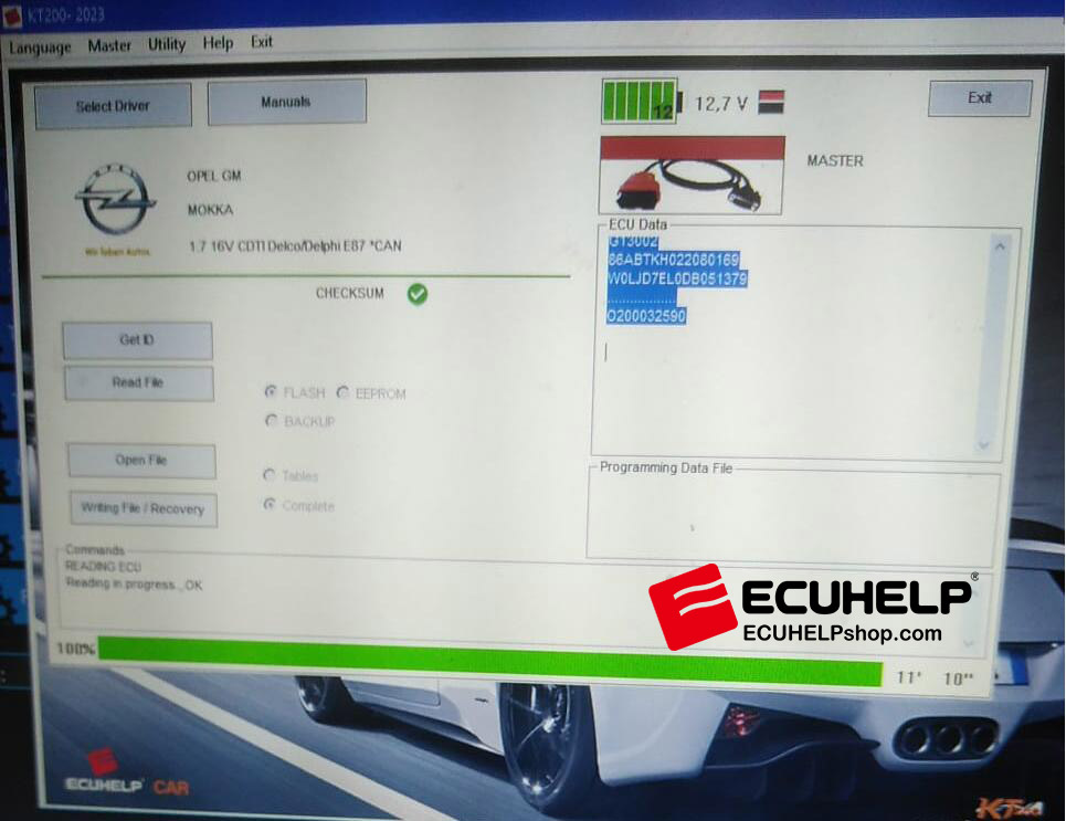 ECUHELP KT200 to read a Delphi E87 ECU