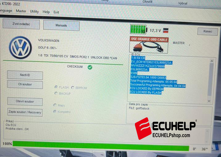 ecuhelp kt200 read ECU via OBD