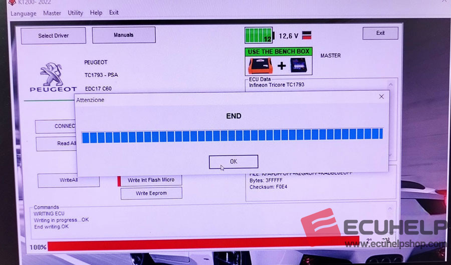 KT200 Read / Write Peugeot Citroen EDC17C60 Without Manual Tprot Off