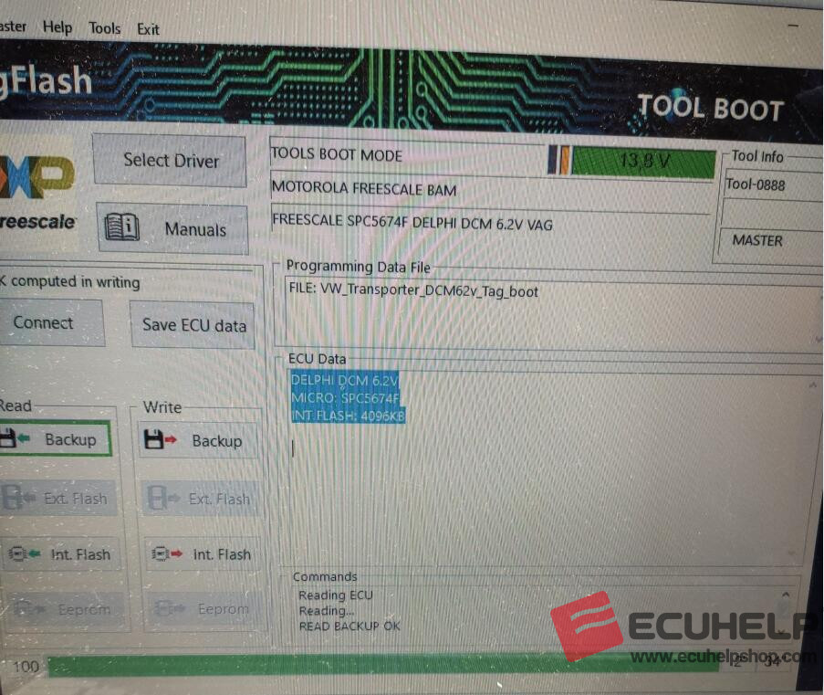 TagFlash Delphi DCM 6.2v VAG Read Checksum ok Boot mode