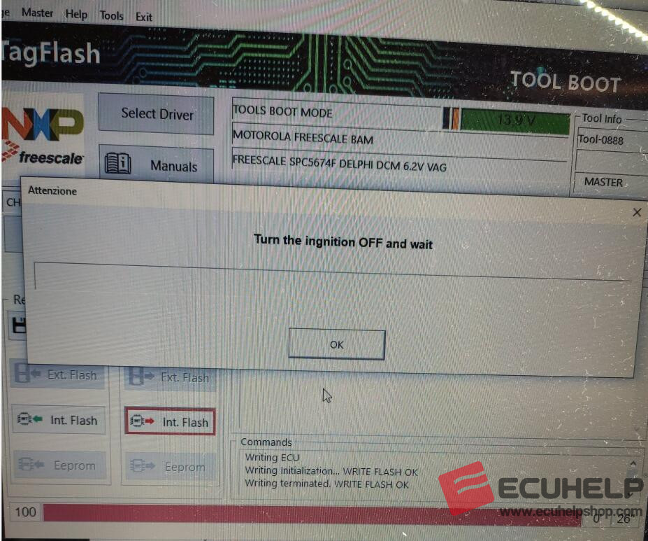 TagFlash Delphi DCM 6.2v VAG Write Checksum ok Boot mode